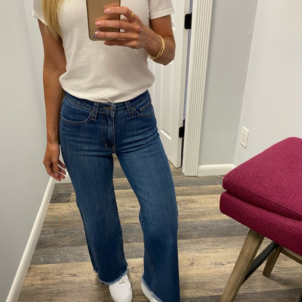 NWT L.T.J LETTER TO JULIET genoa wide leg raw hem jeans Sizes 26, 27 Available